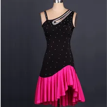 Элегантный рыбий хвост латинский танец костюм для танцев платья горный хрусталь красный/черный Танго/Самба/Румба соревнование платье