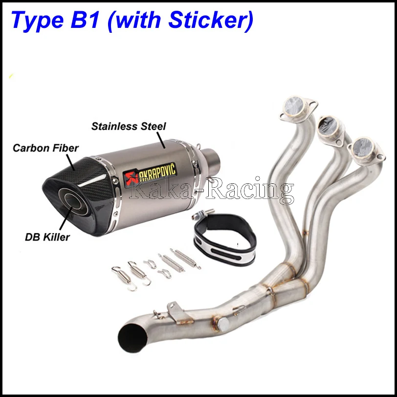 MT09 FZ09 мотоциклетная выхлопная система без шнуровки Модифицированная труба Akrapovic глушитель из углеродного волокна для Yamaha MT-09 FZ-09 - Цвет: Type B1(sticker)
