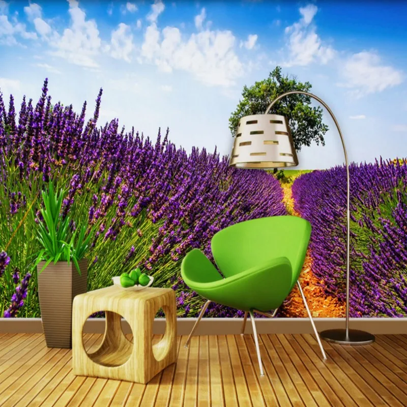

Photo wallpaper Beautiful Lavender Pastoral Background Wall Custom Murals home bedroom decorative Wallpaper