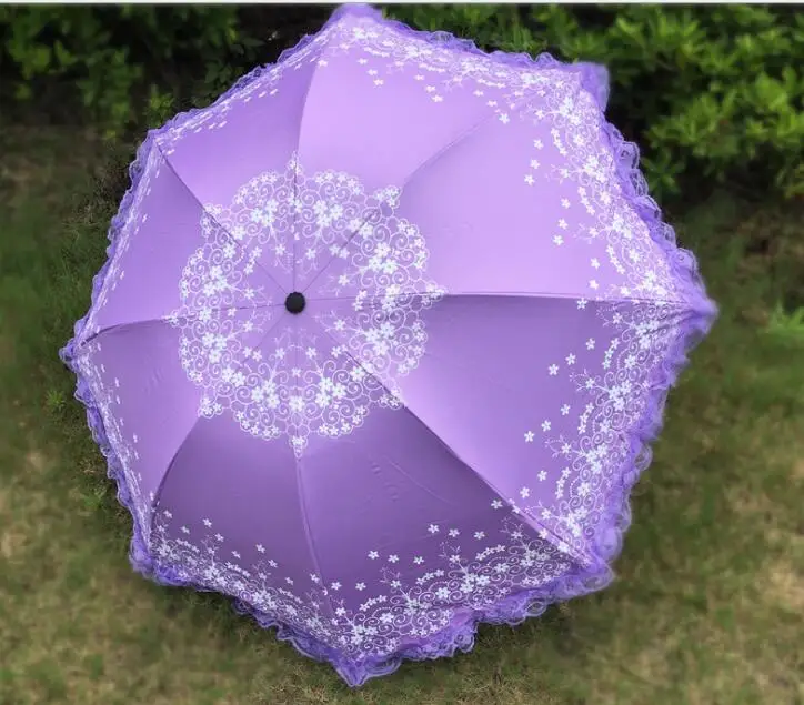 New Arrival Brand Umbrella Women Lace Rain&Sun Sweet Princess UV Protection Three Folding Durable with women|durable umbrella|princess
