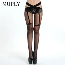Женское сексуальное нижнее белье в полоску эластичные чулки прозрачные черные ажурные Muply сексуальное, Эротическое белье Горячая открытая промежность сексуальные чулки