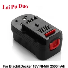 Запасная батарея электроинструмента 18 в 2500 мАч Ni-MH для Black& Decker: A18, HPB18, FS180BX, FS18BX, HPB18-OPE, 244760-00