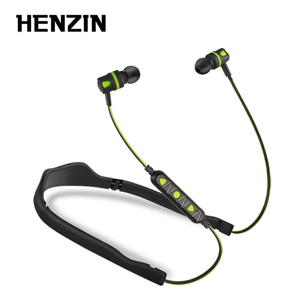 

HENZIN Wireless Bluetooth Earphone for Sports Hi-fi Stereo Sound with Mic Waterproof IPX7 In-Ear Earphones For iPhone Xiaomi