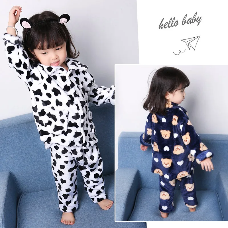 CROAL CHERIE Fleece Sleepwear For Girl Baby Boy Fall 2018 Kids Pajamas For Children Warm Sleeping Clothes Sets 80-130cm  (5)