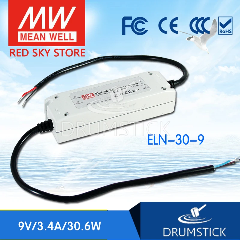 

MEAN WELL ELN-30-9 9V 3.4A meanwell ELN-30 9V 30.6W Single Output LED Driver Power Supply