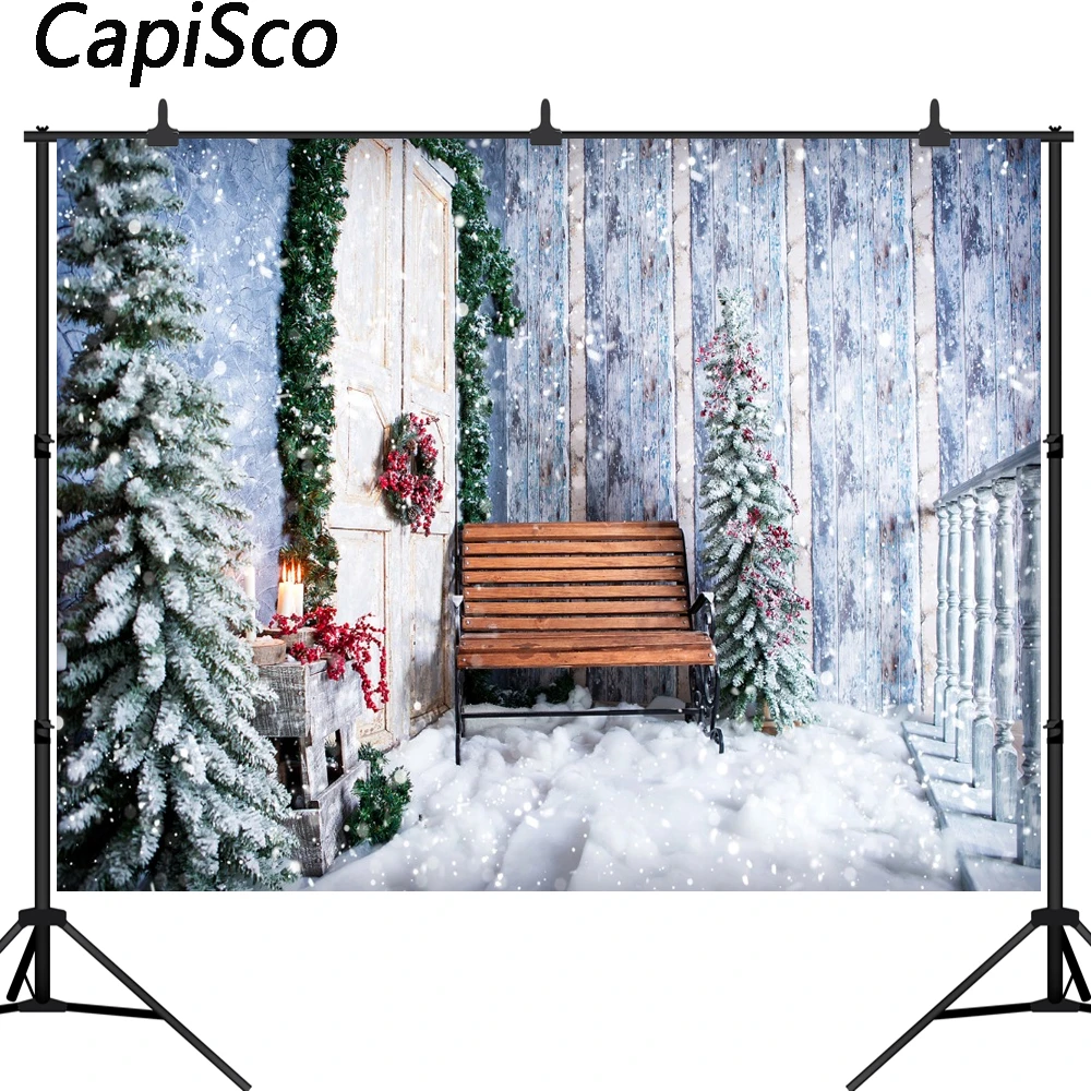 Winter Christmas Tree Door Bench Gift Party Shower Newborn Backdrop Photo Background Custom Photography Studio-250x180CM Winter Christmas Tree Door Bench Gift Party Shower Newborn Backdrop Photo Background Custom Photography Studio-250x180CM