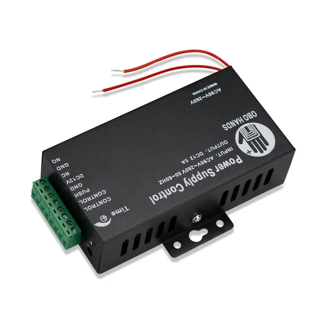 OBO HANDS 12VDC Access Control Power Supply Switch 3A/5A Time Delay Adjustable AC90V-260V Input NO/NC Output for 2 Electric Lock 4