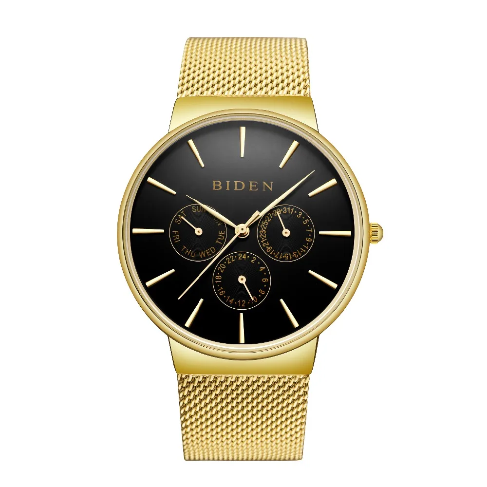 

BIDEN Simple Man Quartz Watch Men Business Watches Sport Stainless Steel Wristwatch Casual Waterproof Date Relogio Masculino