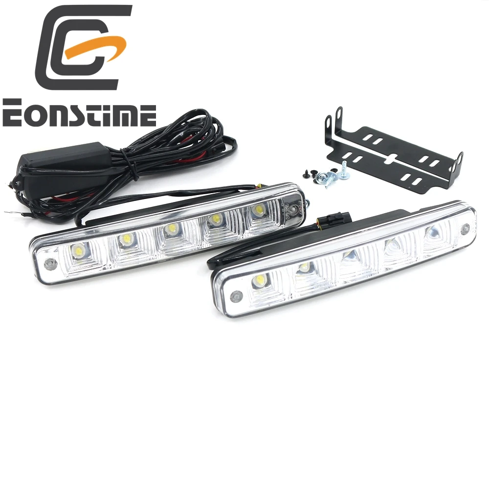 Eonstime 12V/12V 2pcs 10W 5 LED Car Lights Daytime Running Light High Power DRL Super Bright White 6500K LED housing aluminum Eonstime 12V/12V 2pcs 10W 5 LED Car Lights Daytime Running Light High Power DRL Super Bright White 6500K LED housing aluminum