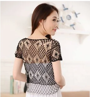 price reduction  15 Colors Summer Women Perspective Embroidery Shawl European Style Lace Jackets Fashion Female Shor