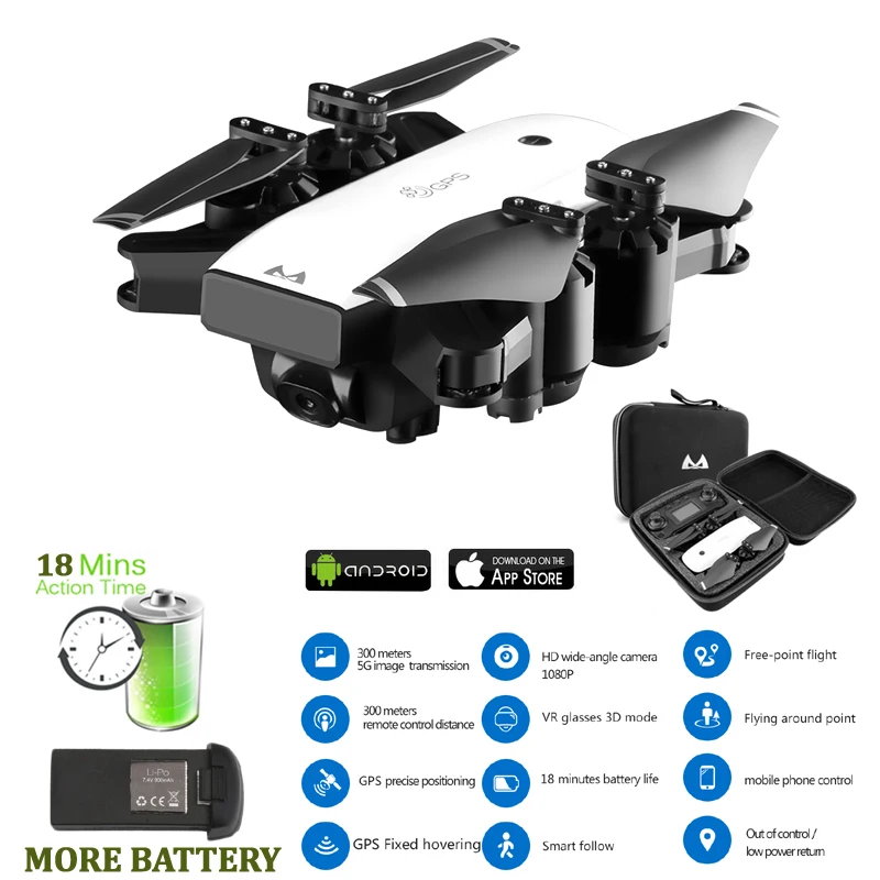 Gps Дроны с камерой HD 1080P глобальная оптическая позиция Follow Me FPV селфи Rc