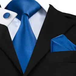 Мода 2016 года Deepblue Галстуки для Для мужчин Solid Tie Hanky запонки Шелковый Галстук Формальные Бизнес Свадебная вечеринка C-429