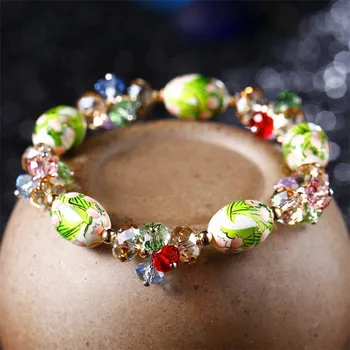 

[Red Trees] 2018 New Hand Drawing Bead Strand Bracelet For Female Friend Party Gift Multi Color Crystal Bracelet Adjustable