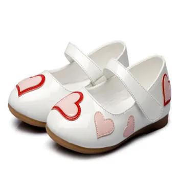 

QGXSSHI 2019 Autumn New Children Leather Shoes Love Flat Girl Princess Causal Single Shoes Student Performing Dance Shoes 21-30