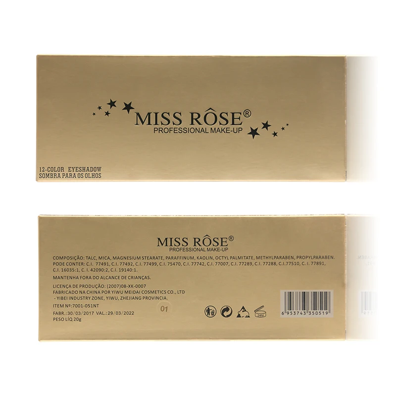 Miss Rose Палетка теней для век 12 цветов матовые водостойкие мерцающие блестящие