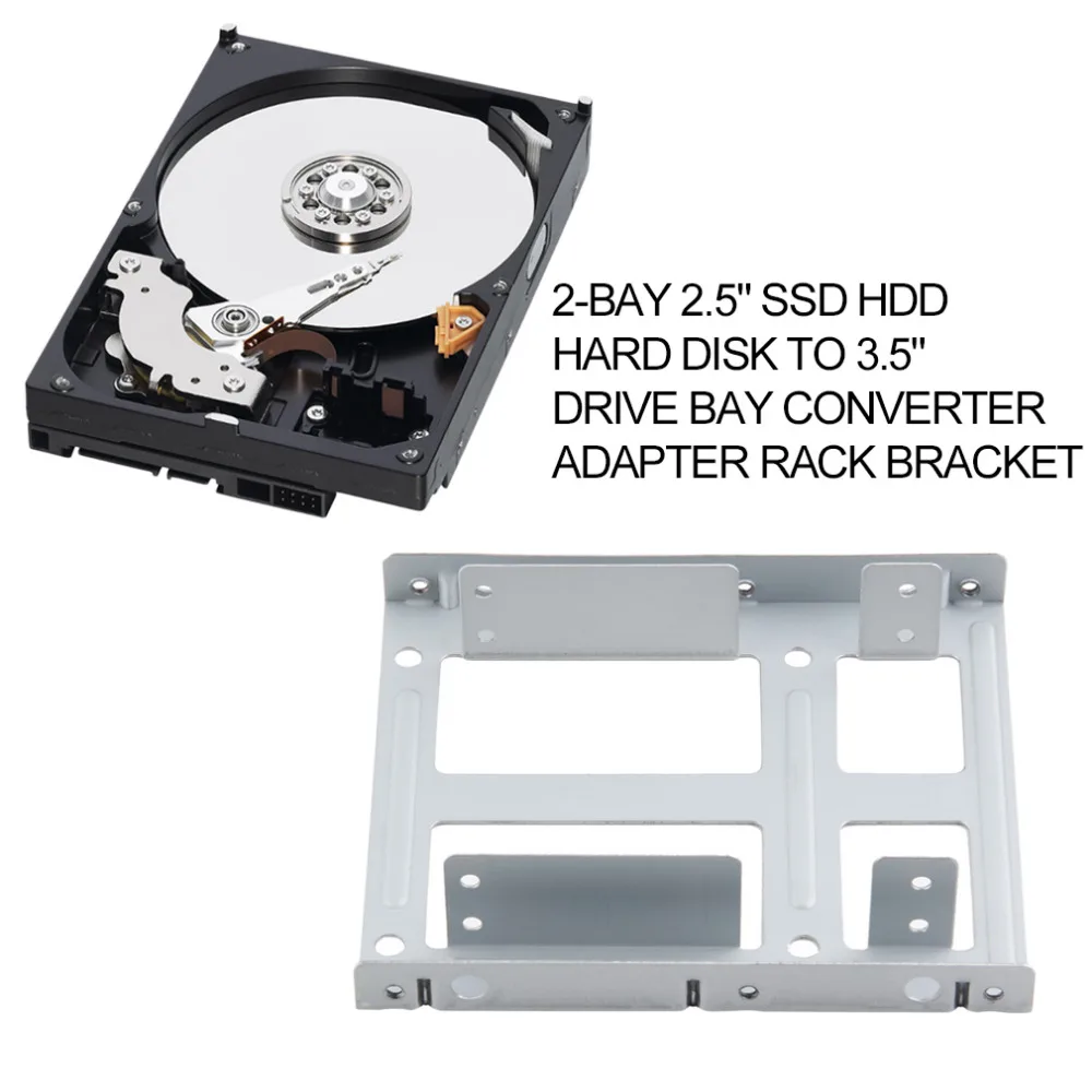 Алюминий 2-Bay 2." SSD HDD жесткий диск до 3.5 дюймов отсек конвертер адаптер стойки Кронштейн с 12 Шурупы