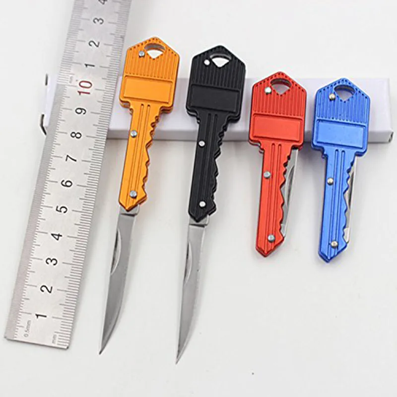 4 Color Protable Key Fold Knife Key Pocket Knife Key Chain Knife Peeler Mini Camping Key