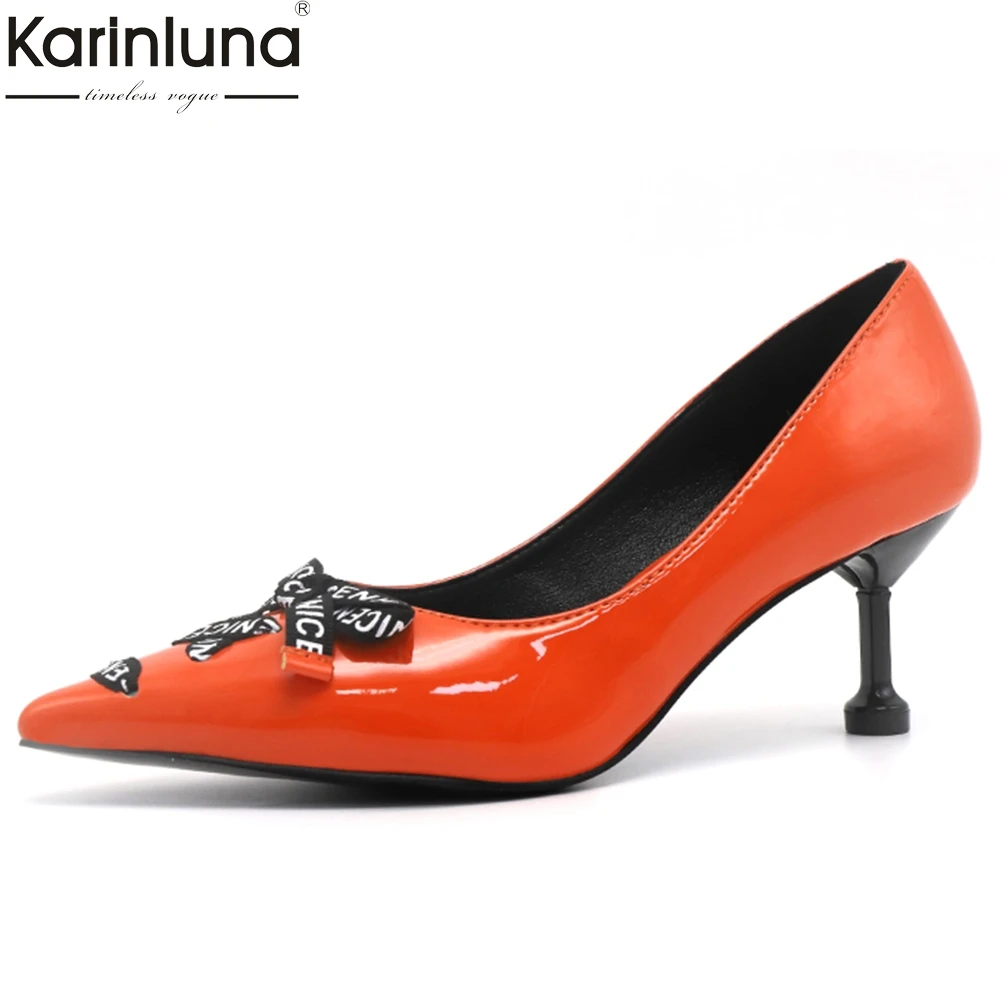 

Brand Design Pointed Toe Elegant heeled women Shoes Slip On Dropship Bowtie Strange high heels Shoes woman Pumps