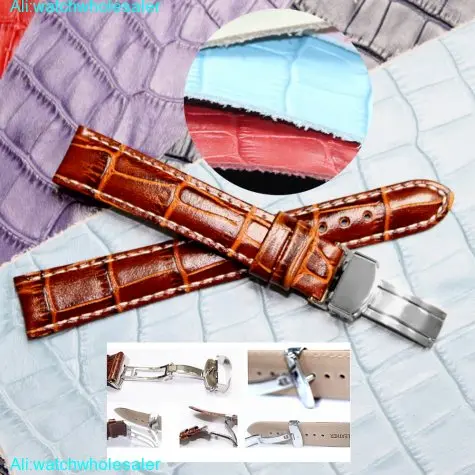 16mm Brown Stitch White All Genuine Leather Unisex Watch Band Straps WB1037A16GB