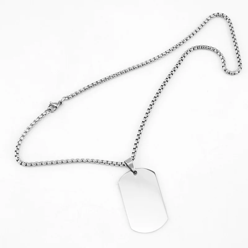 Нержавеющая сталь Военная пластина воротник Dogtag ID кулон ожерелье для мужчин пустой армии Ketting солдат зеркало полированное