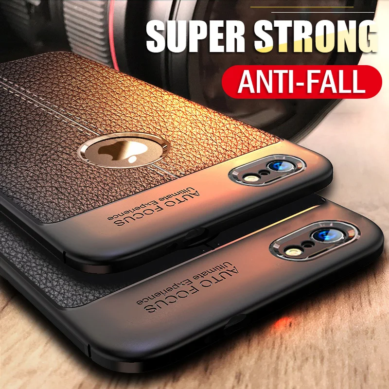 cheap Litchi Luxury Shockproof Matte Cover For iPhone 6 7 8 6S Plus 5 5S Leather Carbon Fiber For iPhone X XR XS Max Phone Case Capa