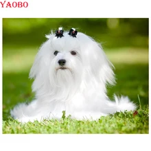 Diy фотографии на заказ Алмазная картина МАЛЬТИЙСКАЯ Собака Алмазная мозаика полная квадратная круглая Алмазная вышивка распродажа 3D Стразы Украшение