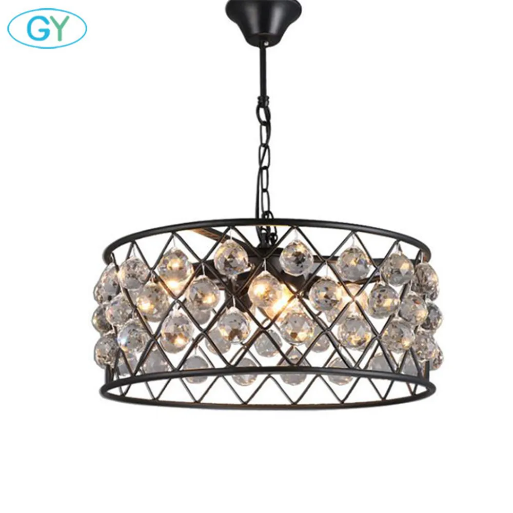 black crystal pendant lights industrial 4pcs e27 holder metal and crystal pendant lighting