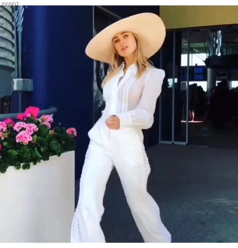 Casual Estilo Mujeres Y De Ancha Pierna Moda Puro Pantalones Original Suelta Cintura Lino La Algodón 2018 Alta Blanco THxg4H