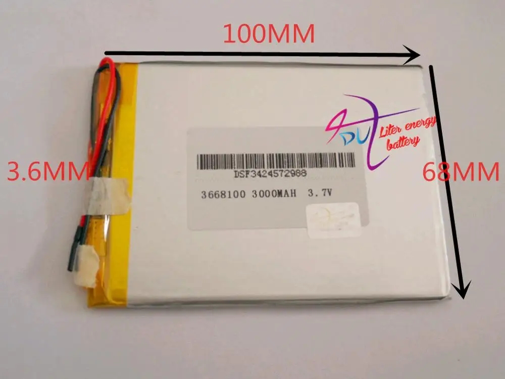 Лучший бренд аккумуляторов! 3,7 V 3000 mAh 3668100 литий-полимерный литий-Po Перезаряжаемые Батарея для DIY Mp3 MP4 MP5 gps Оборудование для psp e