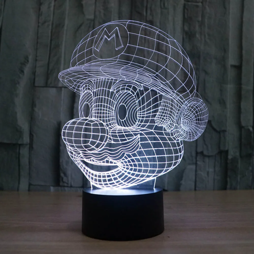 

Super Mario 3D Illusion Night Light 7 Colors Touch Switch Acrylic Table Lamp Decoration Novelty LED Night Lamp For Home Kid Gift