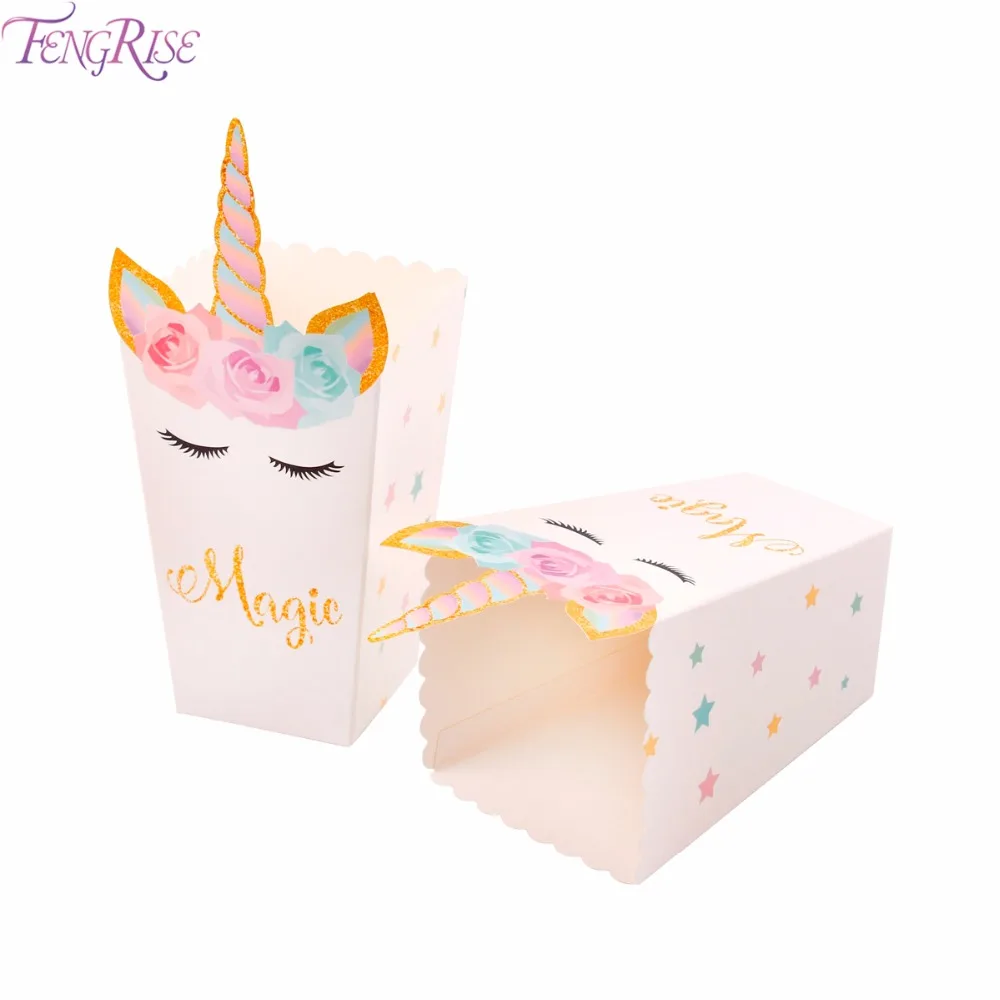 

FENGRISE Unicorn Theme Party Flower Boxes Birthday Party Decoration Kids Baby Shower Favors Party Gifts Box Gift Bags Wrapping