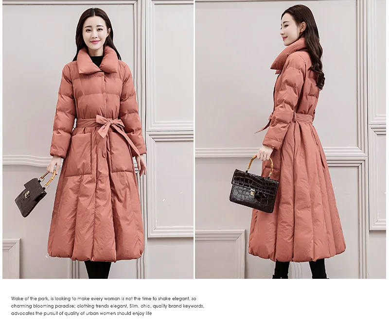 Высокое качество зимнее длинное пуховое пальто женские парки женский пуховик пальто X-Long модная плотная теплая верхняя одежда YP1249