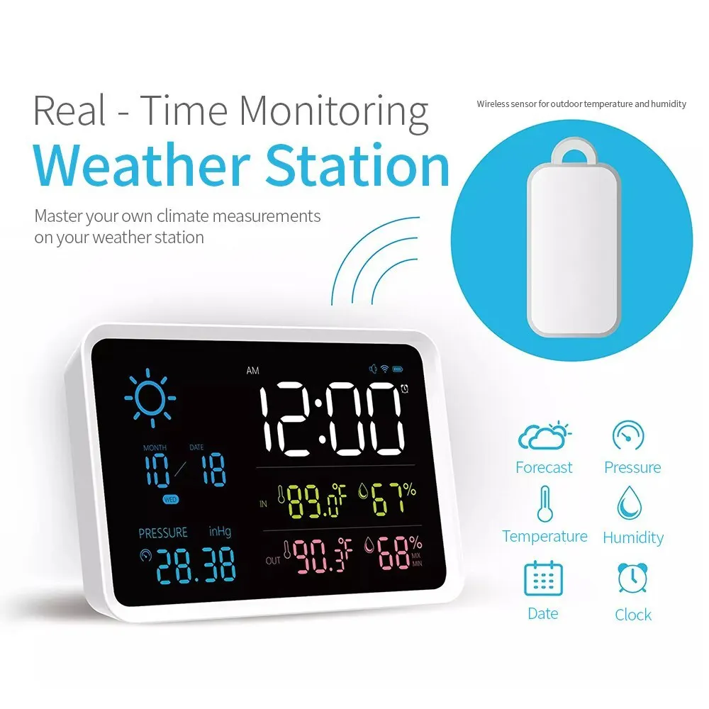 

LCD Digital Thermometer Hygrometer Calendar Alarm Clock Temperature Sensor Humidity Meter Weather Station With Memory Function