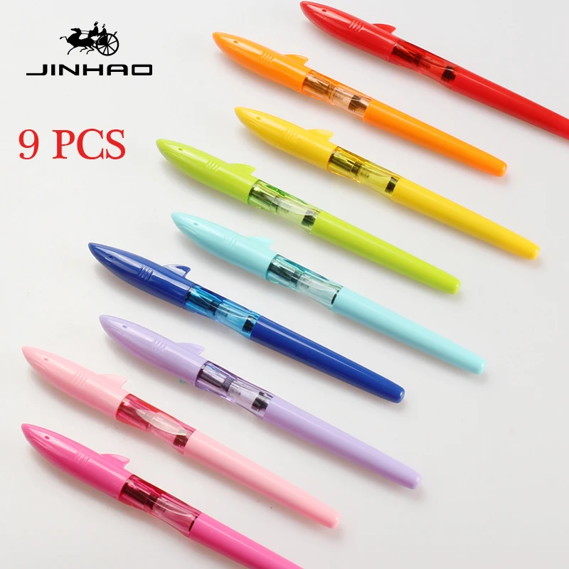 9 PCS luxury jinhao Shark Fountain Pen 0.5mm Nib Candy Color kawaii