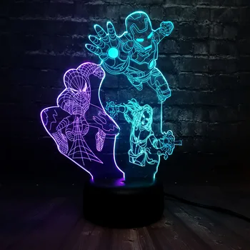 

Cool Movie 3D Captain Marvel Hero Iron Spider Man LED RGB Lava Mixed 7 Color Charge Decor Night Light Boyfriends Memorial lamp