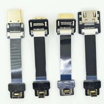 

Micro HDMI FPV Cable, FPC Down Angle Micro-HDMI D Type to Standard HDMI Ribbo Cable for FPV Brushless Handheld Gimbal Servo D3-A