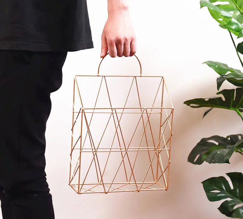 Metal Magazine Storage Rack Portable Book shelf File Holder Hollow Organize Home Storage Hangers - Цвет: Золотой