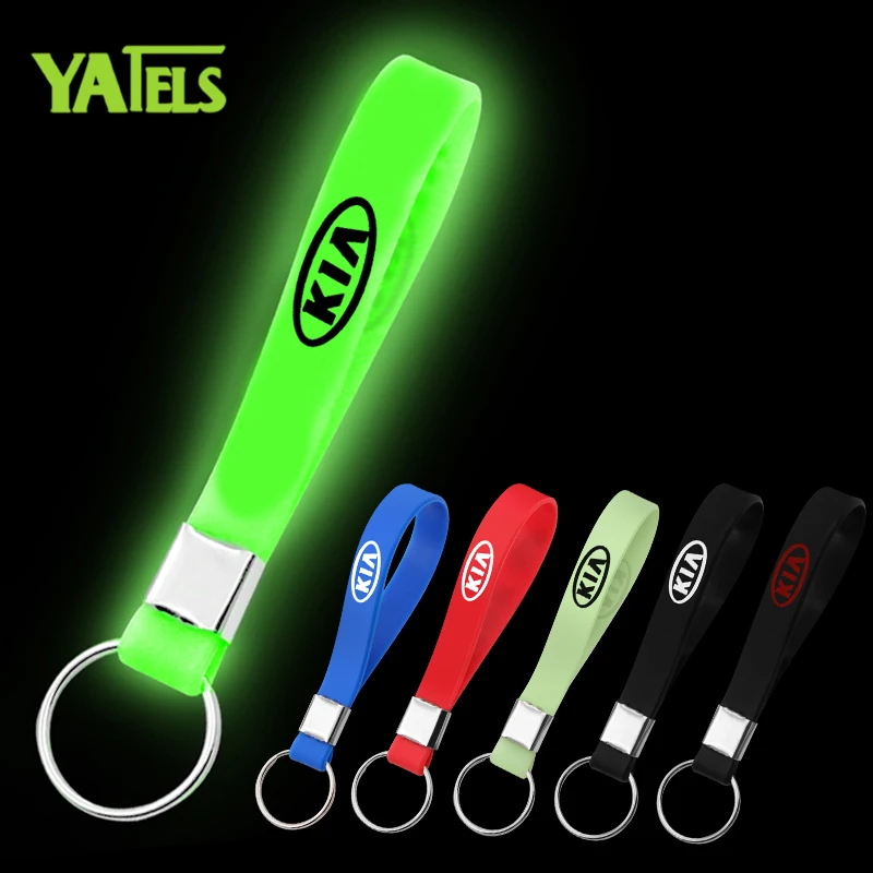 Excellent Car Sticker Luminous Silicone Emblem Badge Car Key Ring For Kia K2 K3 K5 Sorento Sportage R Rio Soul Car Styling