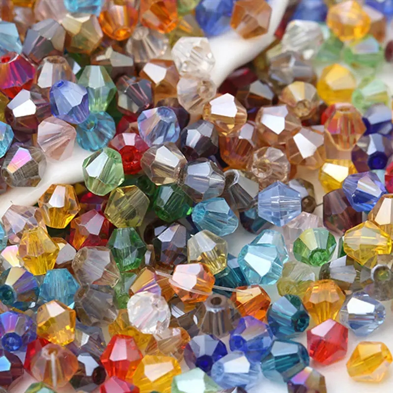 Charm bipyramidal Mixed Color 6mm 48PCS Bicone Austria Crystal Beads charm Glass Loose Spacer Bead for DIY Jewelry Making | Дом и сад