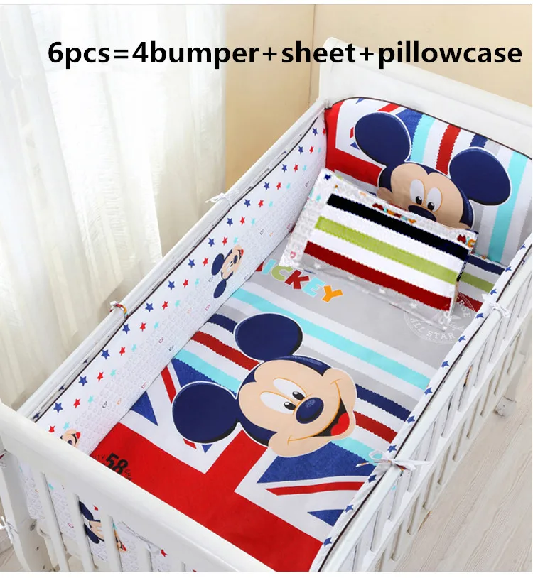 

Promotion! 6PCS Cartoon Crib Baby Bedding Set animal Baby Nursery Cot Bedding Crib Bumper ,include:(bumper+sheet+pillow cover)