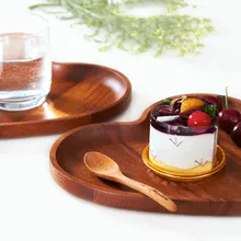 В форме сердца десерт-Стиль Творческий деревянная тарелка твердой пластины древесины Чай лоток мультфильм деревянная тарелка