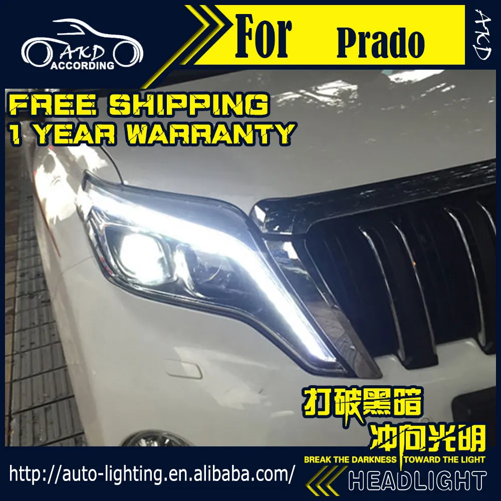 AKD автомобильный Стайлинг Головной фонарь для фары для Toyota Prado динамический сигнал светодиодный фары DRL D2H Hid вариант Ангел глаз би ксенон луч