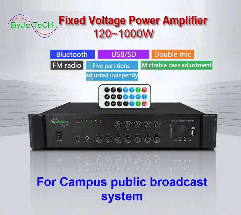

ByJoTeCH Bluetooth contant voltage power amplifier five area background music campus public address system 120 w - 1000 w