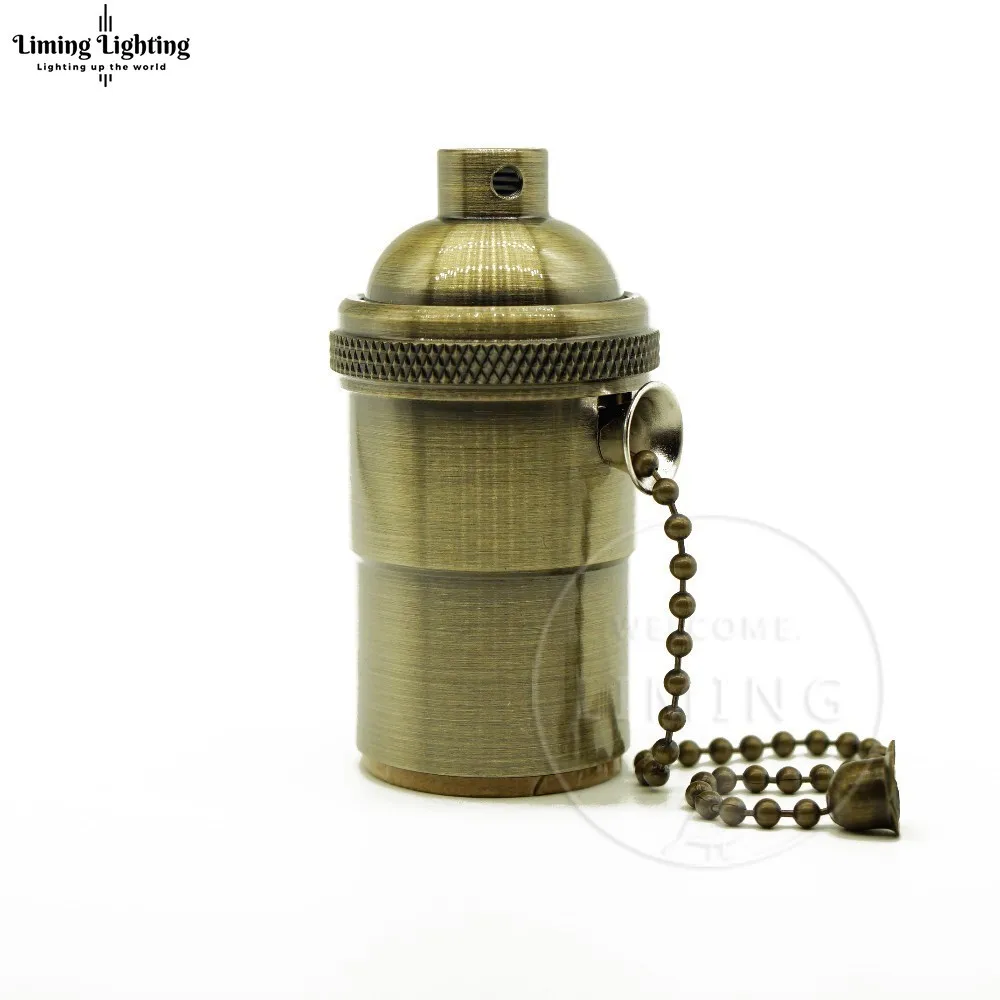 Retro With Chain Brass Socket E27 E26 UL Copper Lamp Holder Vintage
