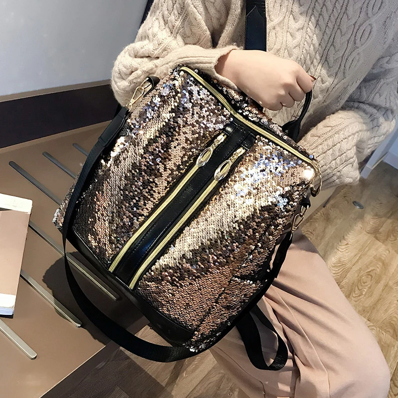 

Glitter Sequins Shoulder Backpack for Women Girls Bling Travel School Bag Rucksack Female PU Daypack mochila feminina Mujer 2019
