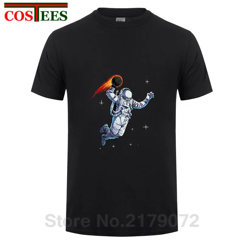 

Hot selling SpaceX T Shirt men 2018 fashion Summer dunking astronaut T-Shirt parody space dunk tshirt Pure Cotton brand Clothing