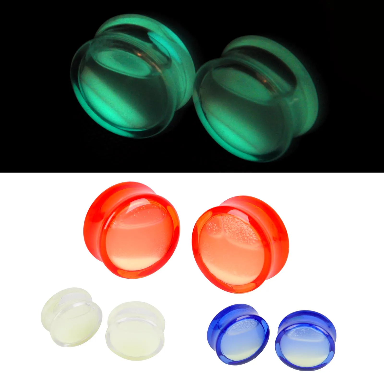 Vintage Ear Expander Shellhard Clear Acrylic Glow in the Dark Liquid Flesh Tunnel Ear Plug Stretcher Piercing Body Jewelry