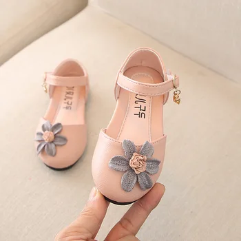 

New Leather Princess Dance Shoes 2019 Spring Baby Toddler Kids Shoes Fashion Flowers Girl Shoes White Black A863