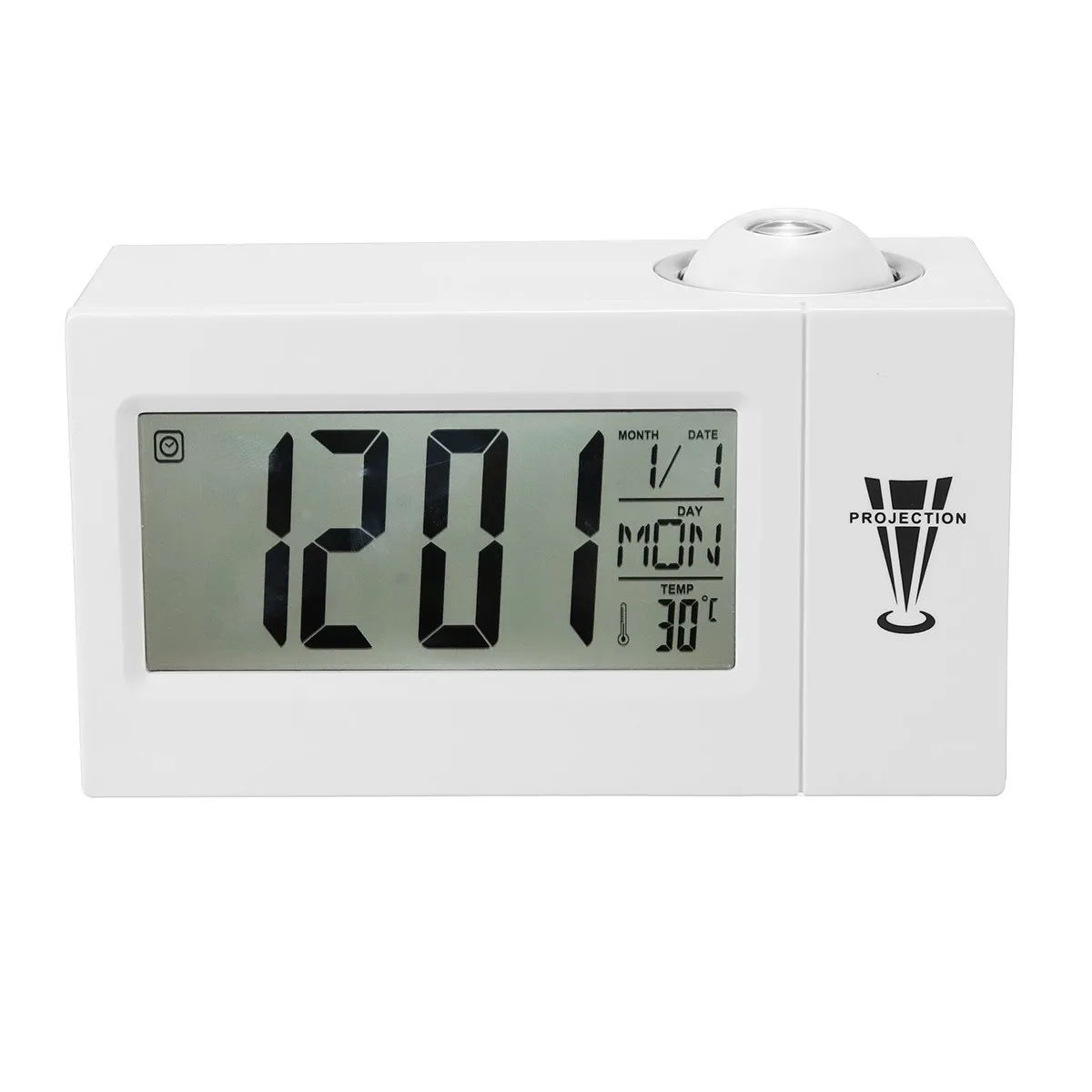 Повтор часы-будильник с подсветкой Настенный проектор Проекционные часы термометр Прочный качество - Цвет: Белый