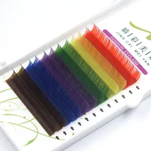 2017 New 6 colors Rainbow Colored Eyelash Extension color eyelashes extension tool All size